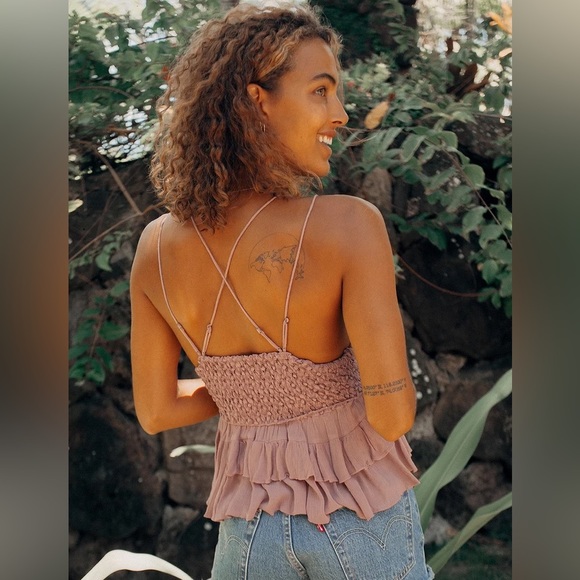 FREE PEOPLE Adella Cami Dusty Mauve Rose Soft Pink - Picture 2 of 9